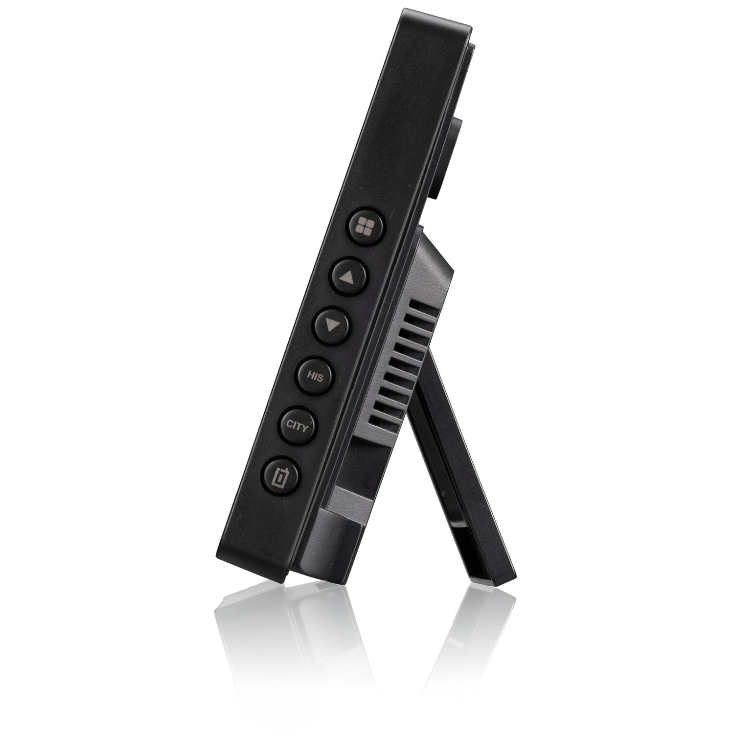 Lato view of National Geographic BaroTemp HZ main unit showing control buttons