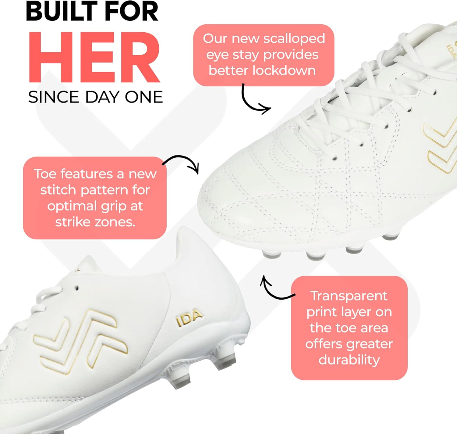 IDA Classica Women’s Soccer Cleats, Classic Minimalist Soccer Cleats for Women, Football Boot for Firm and Artificial Grounds