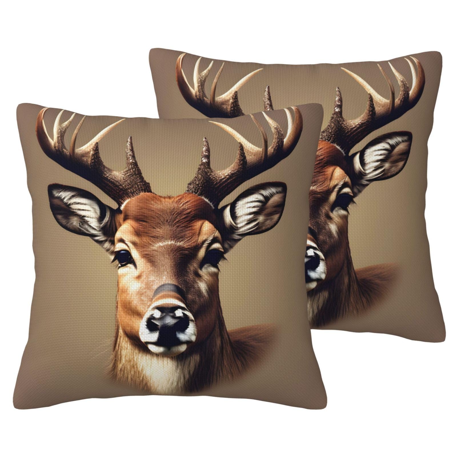 Housse de coussin tête de cerf EdWal lot de 2 taies décoratives canapé et lit