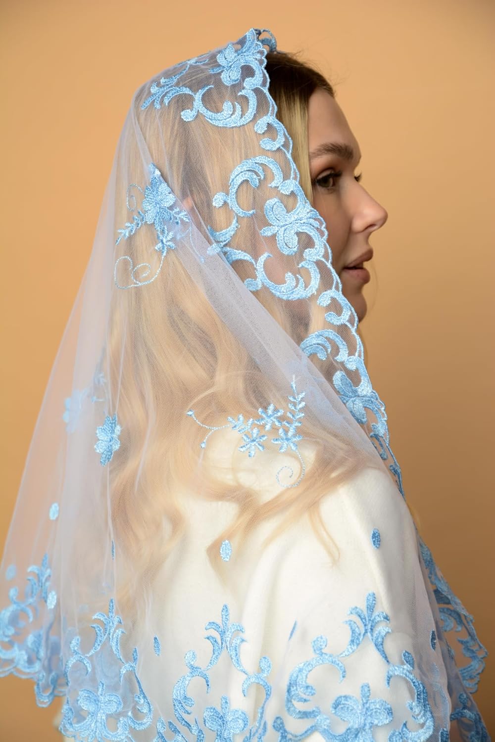 Catholic Mantilla Mass Infinity Veil Church Lace Veil Spanish Chapel Mass Head Covering Veil Long