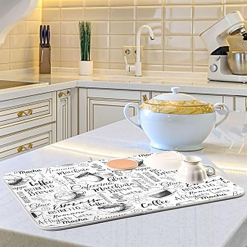 Vista 16 de Tapete de secado de platos de mariposas botánicas para encimera de cocina, almohadilla de secado de microfibra absorbente, grande, 18 x 24 pulgadas