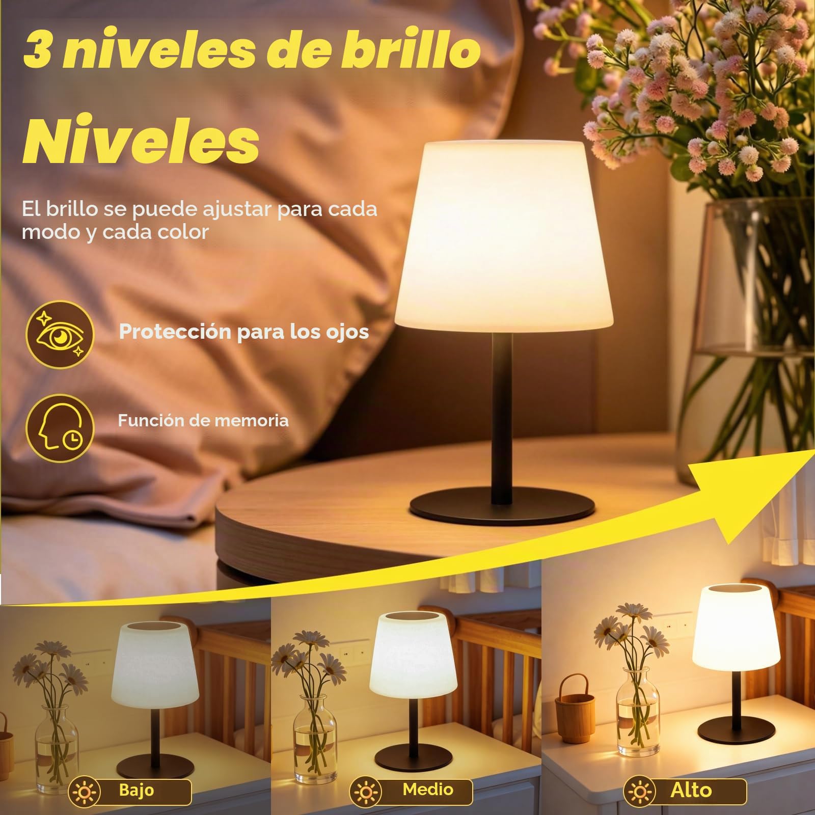 Lámpara de Mesa para Exterior con Energía Solar, Luz Blanca Cálida Regulable y luz RGB, Energía Solar con Sensor de luz y Control Remoto, Adecuada para Jardines, Patios, Campamentos y Otros Lugares