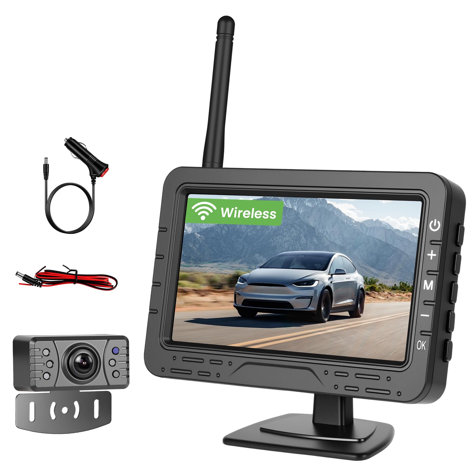 Telecamera di retromarcia wireless IP68 impermeabile con visione notturna, camera grandangolare con monitor display TN da 4,3 pollici, dispositivo di visione notturna ad alto rendimento