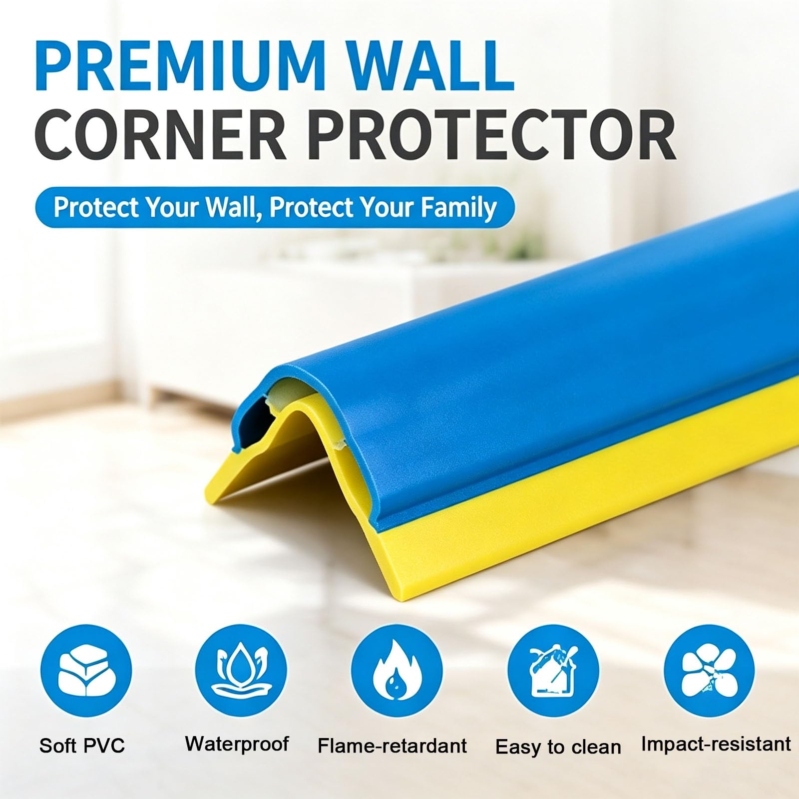 Paraspigoli Angolari in Gomma, Autoadesivi, a Struttura Cava, Paracolpi | Paracolpi Garage Auto da Muro, in PVC Flessibile Bicolore, per Scuole, Abitazioni, Garage e Stabilimenti(Yellow,150cm/59in)