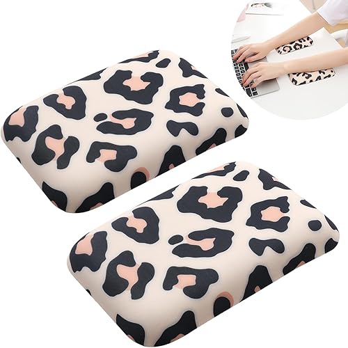 LargeLeaf Almohadilla ergonómica para reposamuñecas y codos para escritorio con espuma viscoelástica y base antideslizante, alivia el dolor de codo,