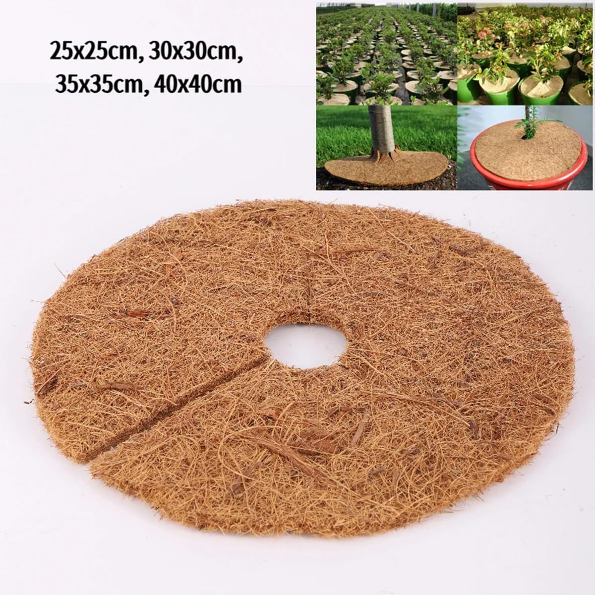 Queenbox 15.75" Coconut Fiber Tree Mulch Ring, Round Plant Protector Mat Weed Barrier for Garden Disc Landscaping Flower Grass Soil Protection