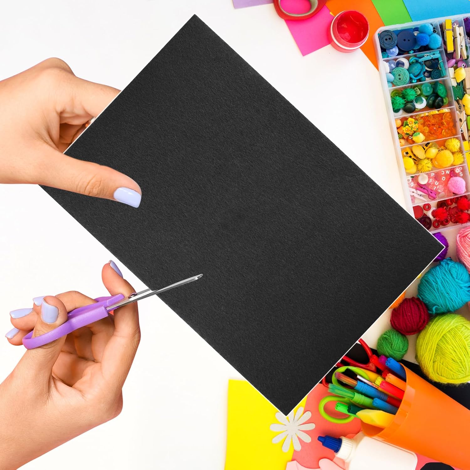 Morcheiong 12 Pcs Self Adhesive Felt Sheet Soft Felt Sheets with Adhesive Backing for Art Project and Sewing DIY Craft(11.8"x7.9"/30x20cm)- Black