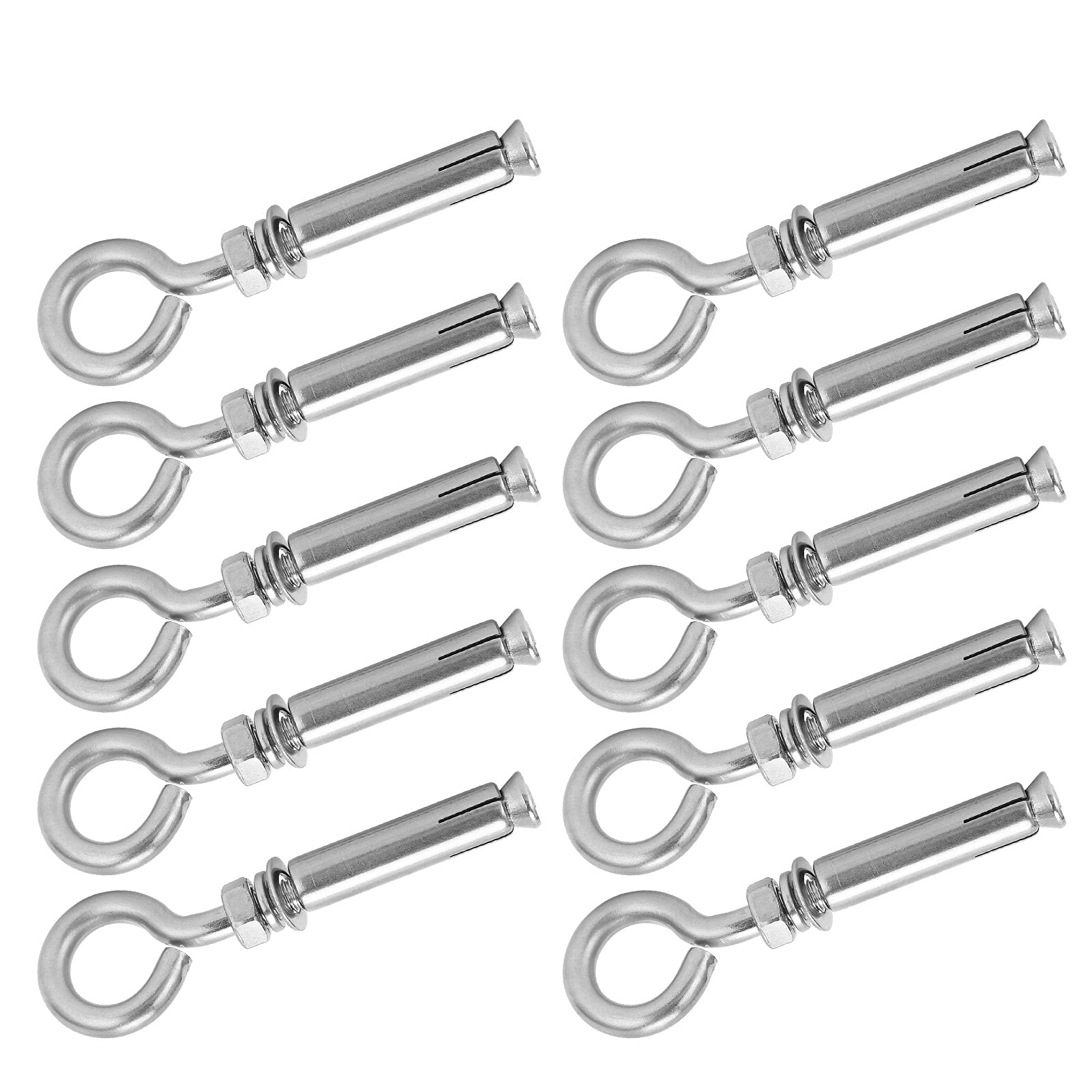 Cáncamos De Expansión M6 De Acero Inoxidable 304 - Pack De 10, Capacidad 120 Kg, 90 Mm Largo, Para Pared Y Techo De Hormigón