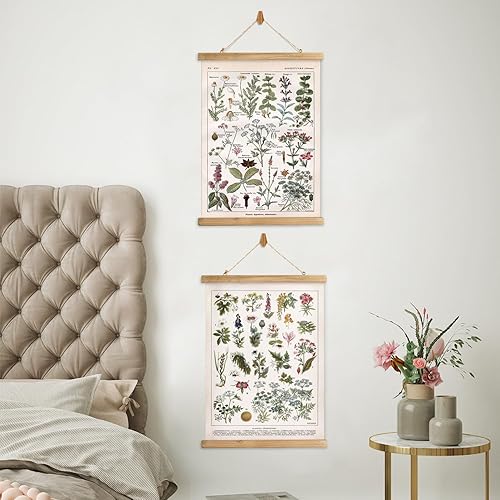 Miniatura 279 de XIAOAIKA Póster de botánica vintage con marco de madera, tabla de plantas venenosas antiguas, arte educativo botánico con especies peligrosas, 1