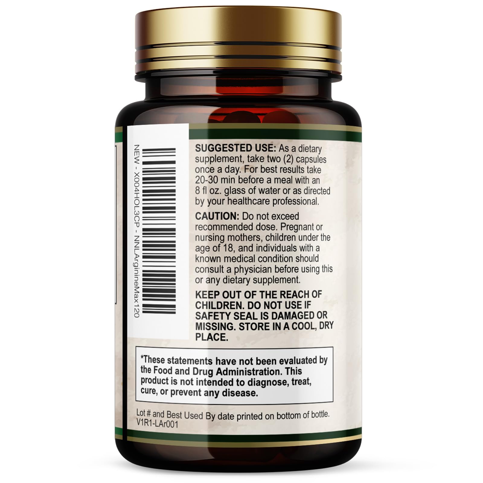 L-Arginine Extra Strength Supplement with L-Citrulline - Muscle Supporting Natural Nitric Oxide Precursor Booster - Heart Health Support - Amino Acid Energy Blend for Men, USA Bottled - 120 Capsules — Amazon image 8
