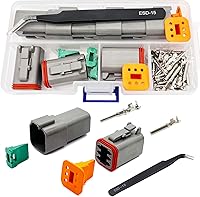 Vista 10 de Kit de Conectores Deutsch de 2 Pines 10 Juegos, Kit de Conector DT Gris, Conectores de Cable Impermeables para Automóviles de 2 Pines, Kit