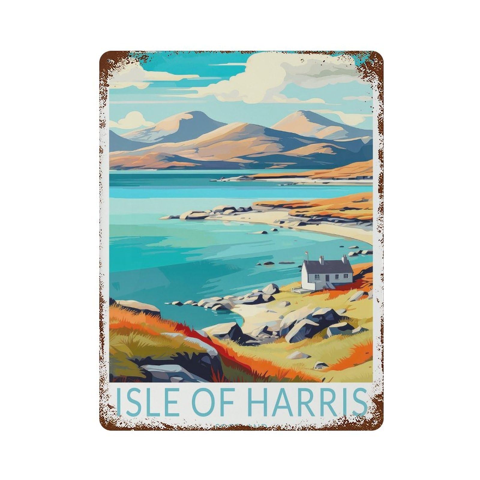 xiaoxiaoshen Isle of Harris Travel Scotland Island Gift Wall Decor Art Metal Tin Poster Modern Home Decor Art Home Bar Shop Decorations Vintage Sign 40x30cm