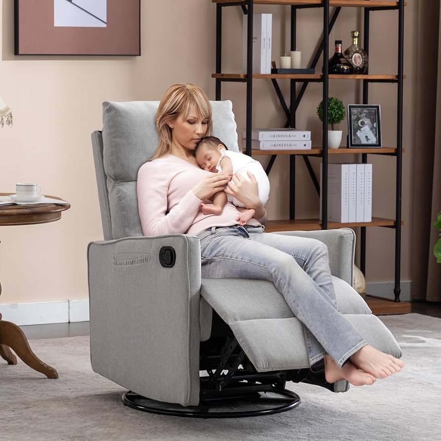 Amazon.com: Glider Rocker Recliner Chair, 360° Swivel Linen Manual