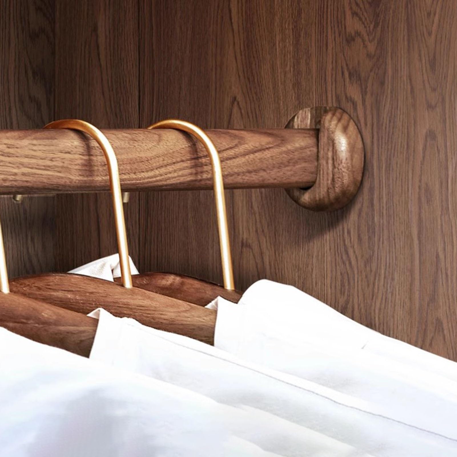 Barra de vestuario de madera sólida pulida perchero elegante LWX