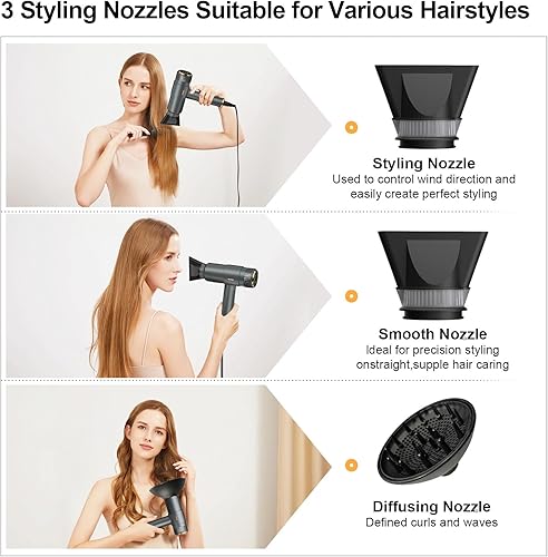 Miniatura 2 de Secador de pelo, secadora de alta velocidad de 110,000 RPM, secador de pelo iónico de 200 millones con pantalla HD, secador de pelo profesional de