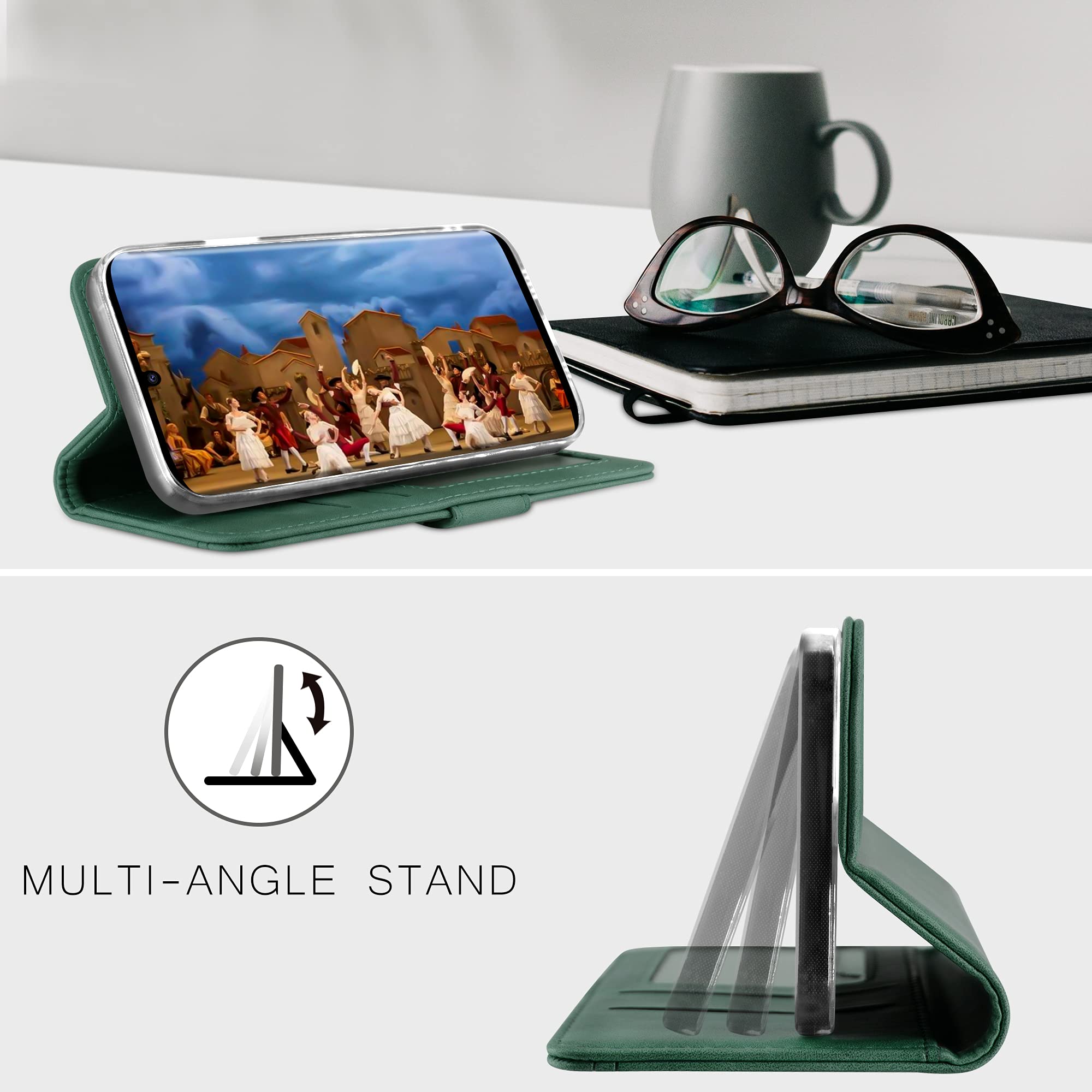 YATWIN Cover Huawei P30 Pro, Flip Custodia Portafoglio in Pelle Huawei P30 Pro, Interno TPU Antiurto, Supporto Stand, Stile Libro e Chiusura Magnetica Cover per Huawei P30 Pro - Azzurro