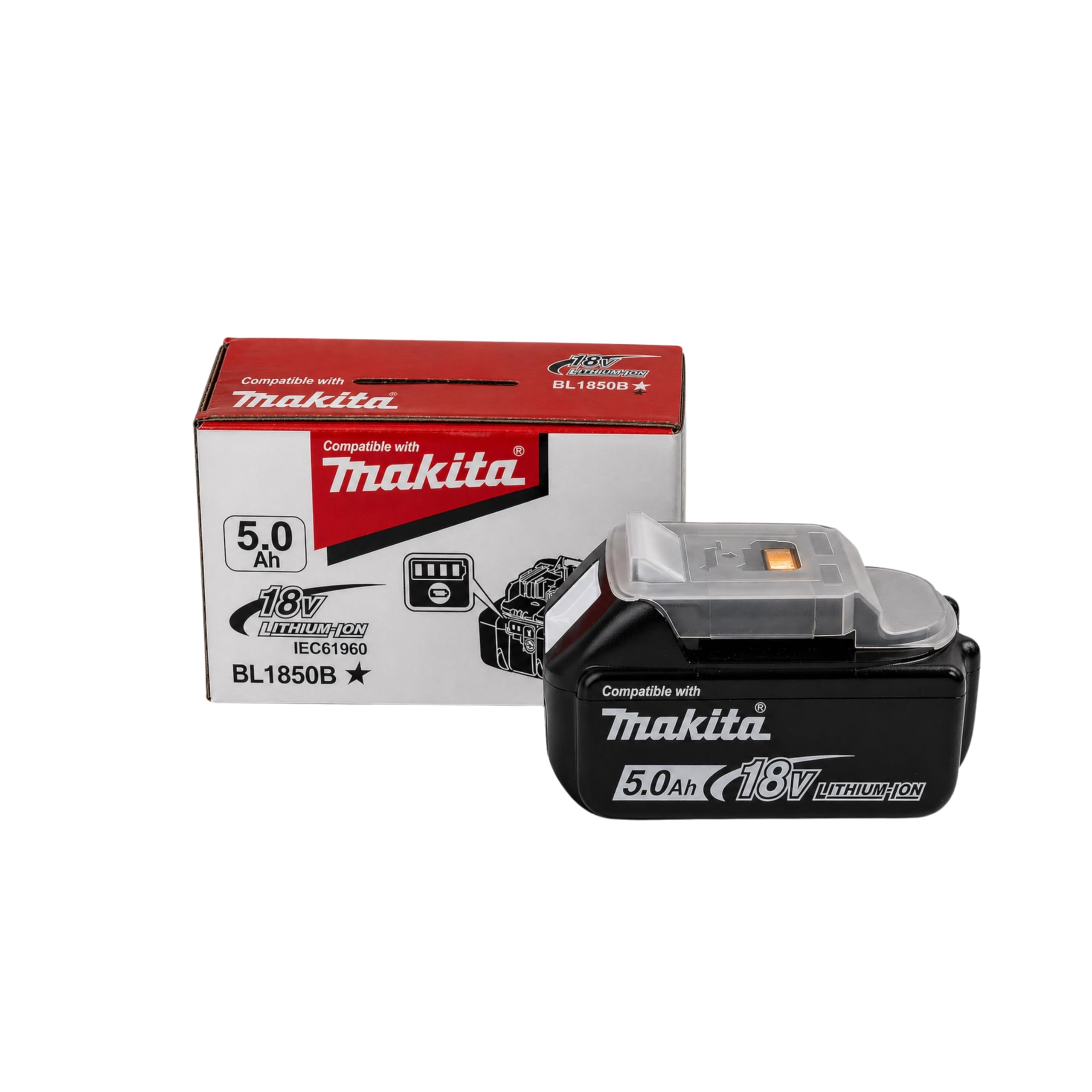18V 5.0Ah Akku kompatibel mit Makita LXT BL1850B – Li-Ion Ersatzakku mit LED Anzeige