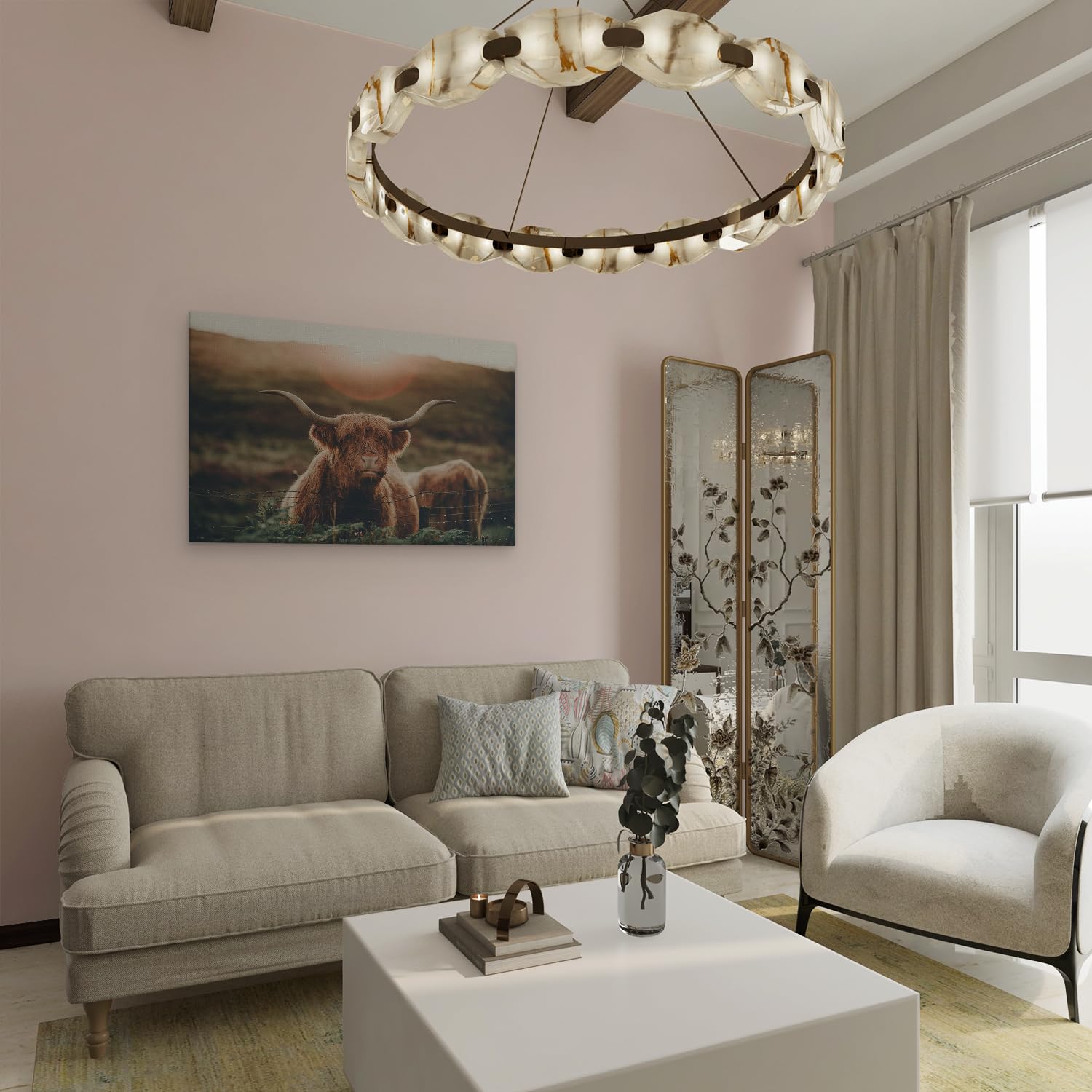 Artaza Cuadros Decoración Salón Modernos Vaca Highland - 90x60 cm - Cuadros Animales - Lienzo Animales - Decoración Pared - Cuadros Decorativos