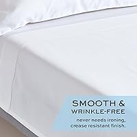 Vista 4 de White Classic Juego de 6 sábanas planas de algodón blanco de 66 x 104 pulgadas, sábanas de hospital de 200 hilos
