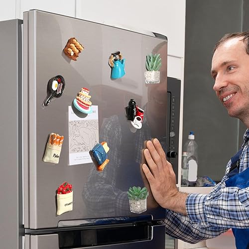 Vista 11 de Imanes de nevera de alimentos para nevera, divertidos lindos imanes para refrigerador, calcomanías para cocina, imanes decorativos de resina fuerte