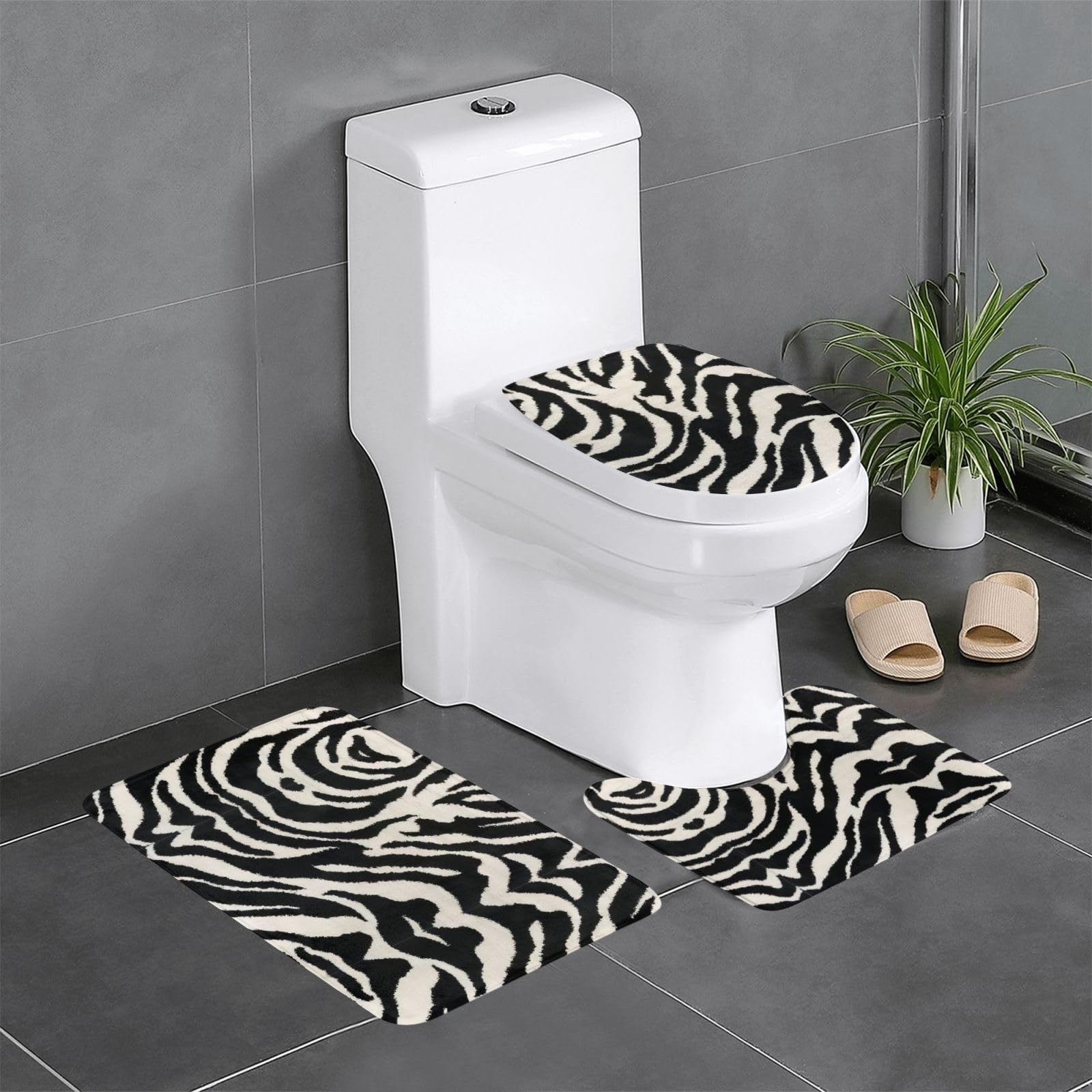 Tapis de salle de bain zèbre lot de 3 pour décoration intérieure