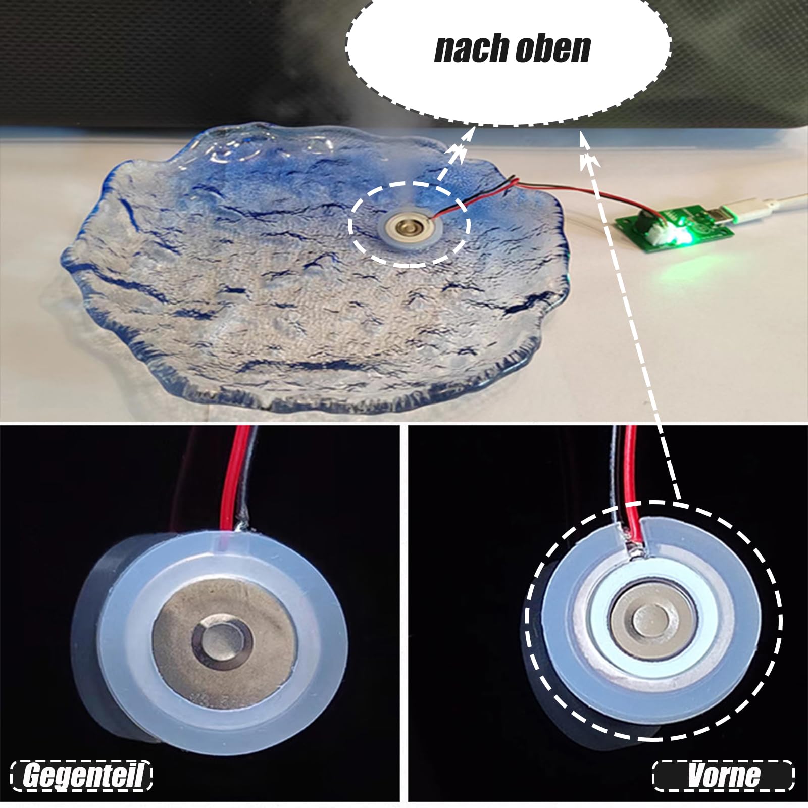 GRUUUI 5 pezzi 20 mm produttore di nebbia a ultrasuoni Fogger atomizzatore piastra pellicola accessori umidificatore guarnizione in gomma con interruttore temporale umidificatore accessori