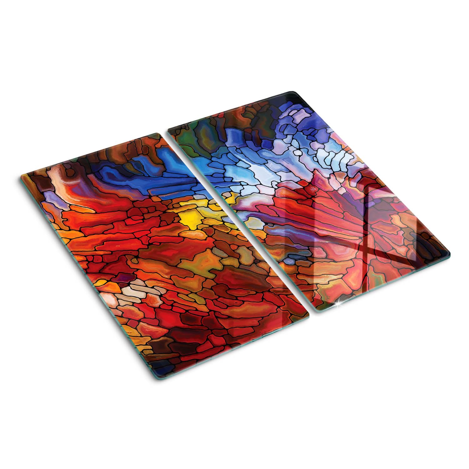 Planche à découper bords polis motif chevaux sauvages 30x52 cm en verre de sécurité robuste