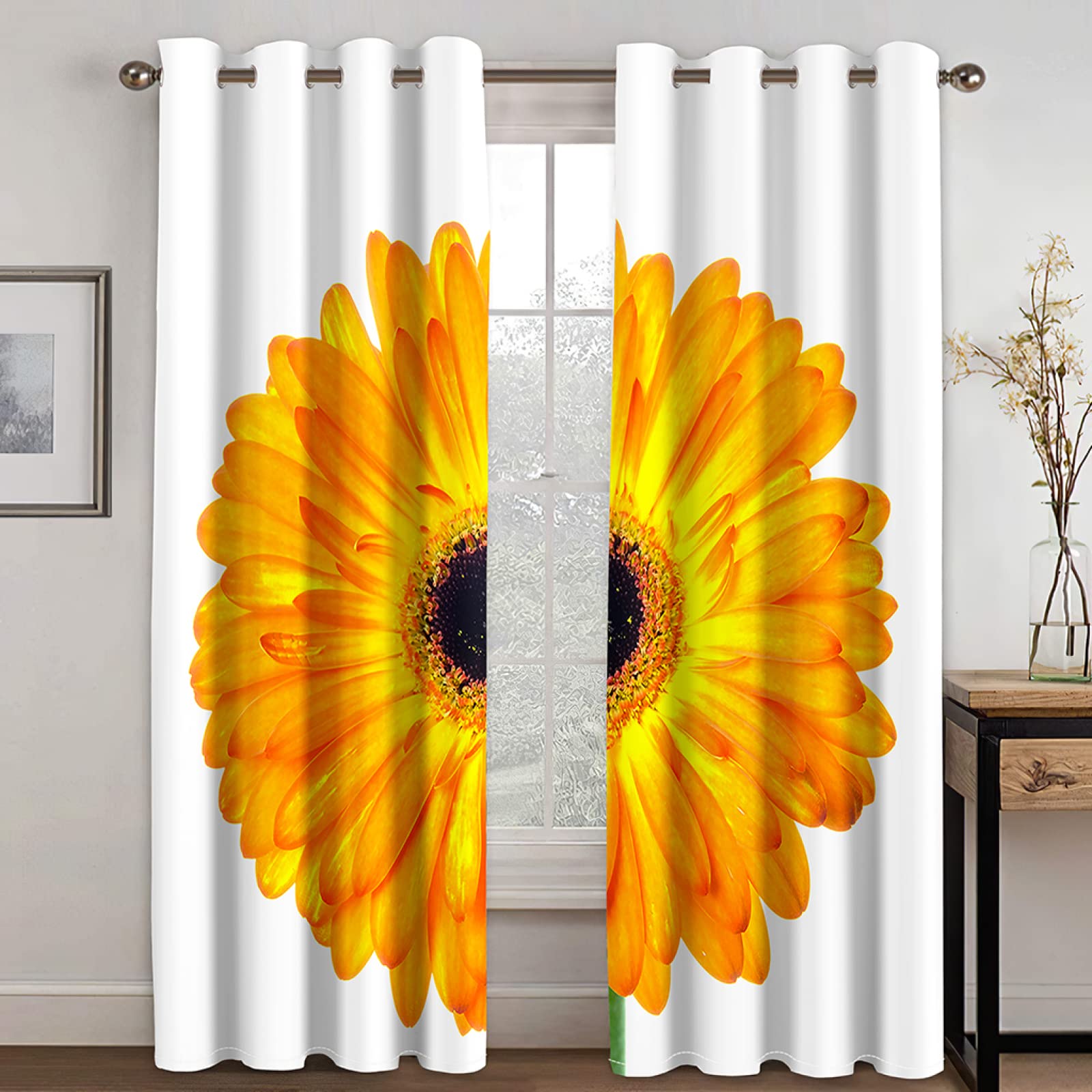 Vorhang Blickdicht Verdunklungsvorhänge Gardienen 2-SetBlume 150x166cm