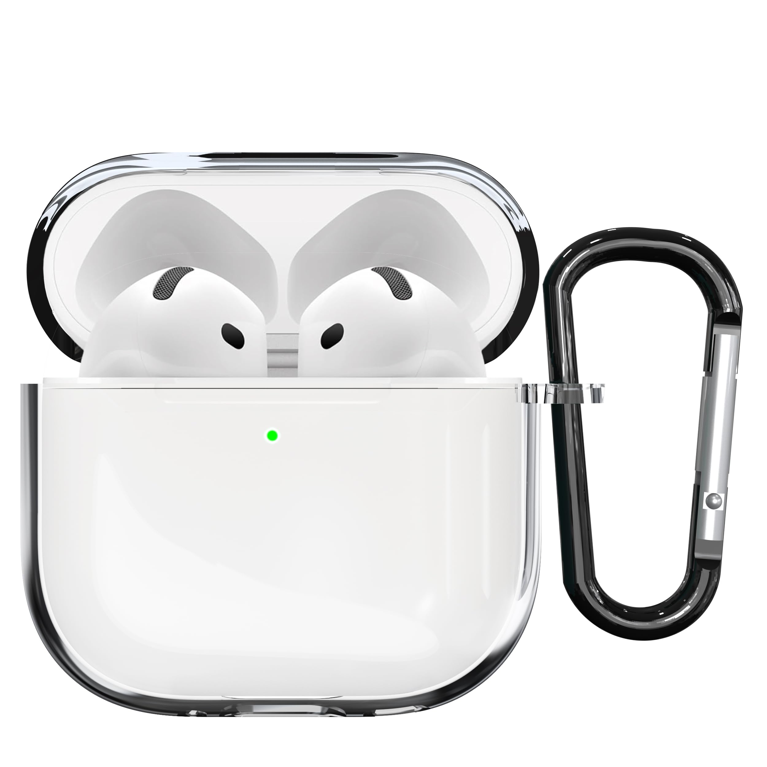 Sounce Earphone Case Cover Compatible for Airpods 4 Case 2024, Soft Silicone Skin Case Cover Shock-Absorbing Protective Case with Keychain, Transparent Designed Soft TPU Protective Cover(Transparent)