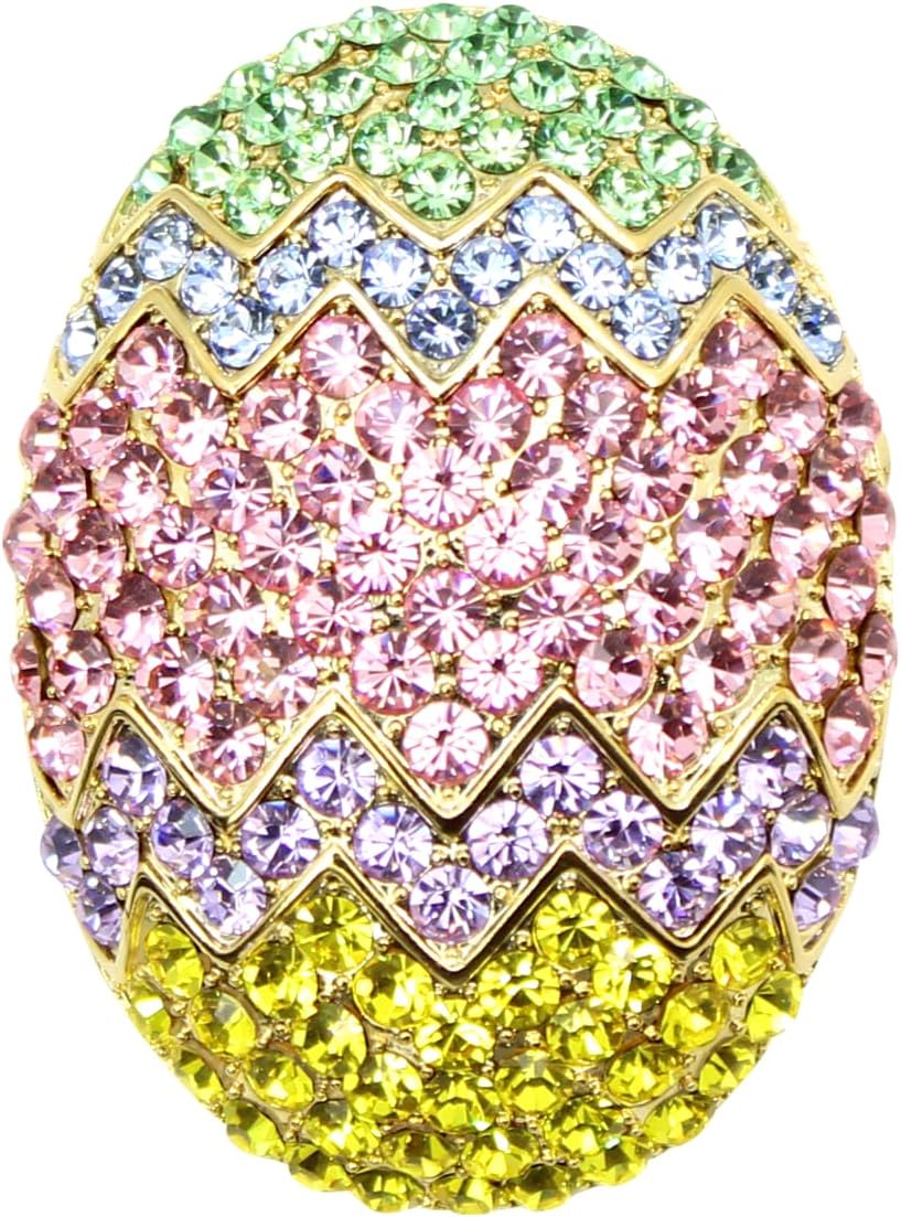 Faship Multi Rhinestone Crystal Big Easter Egg Pin Brooch