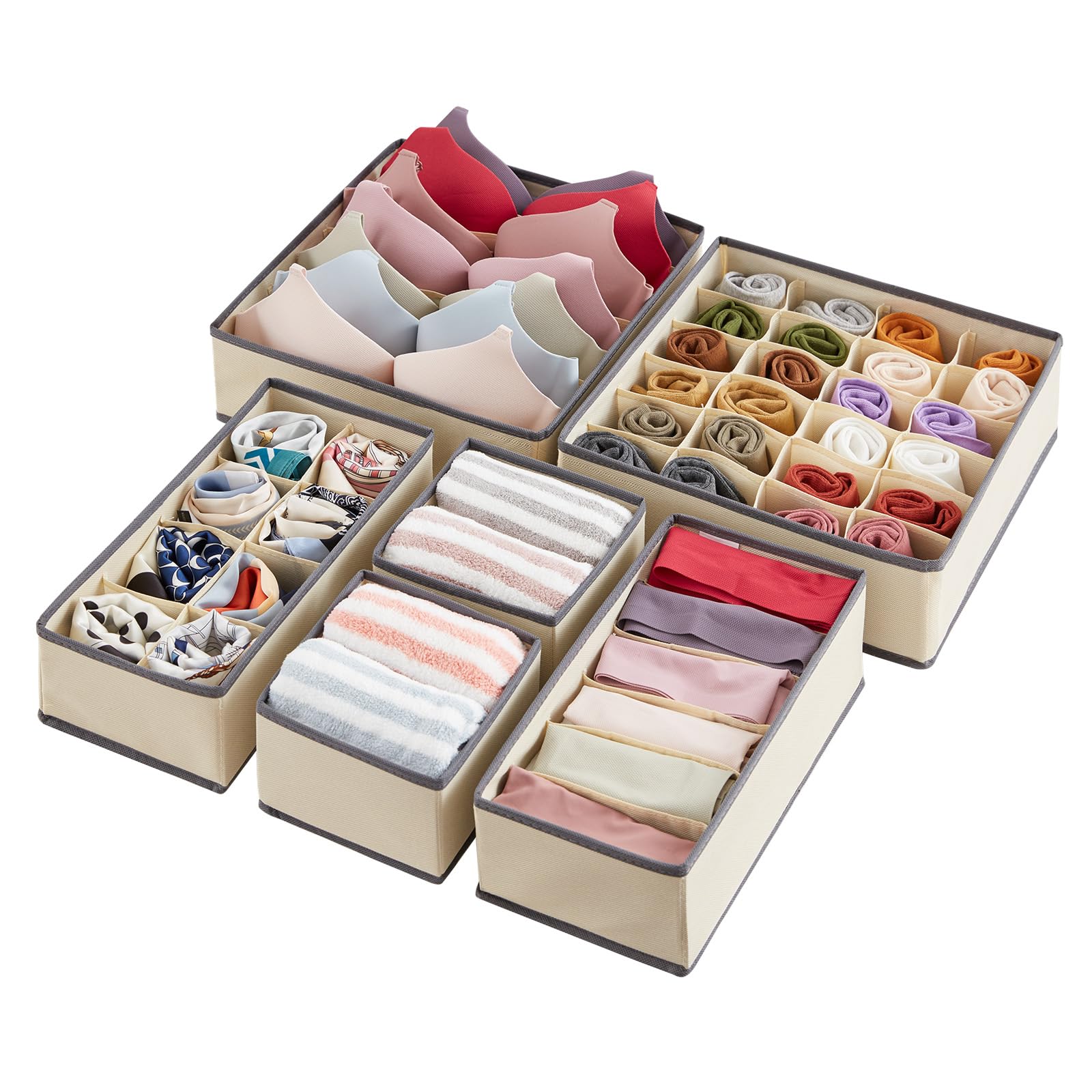 Organisateur Tiroir 24 Cases Joyoldelf | Range Chaussettes, Sous-vêtements | Pliable | Gris