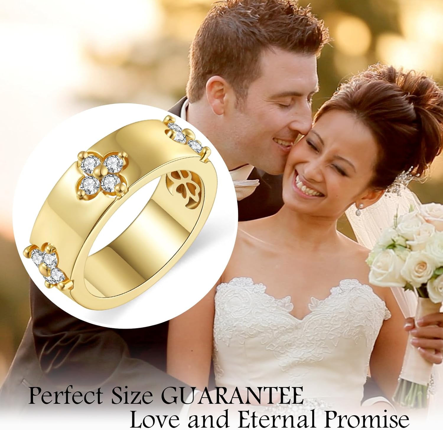 Clover Moissanite Engagement Ring for Women, 14K Gold/White Gold Plated Wedding Promise Bridal Band, Four Leaf Rings for Her Anniversary Birthday Mothers Day Gift with Hollow Design, Size 6-10