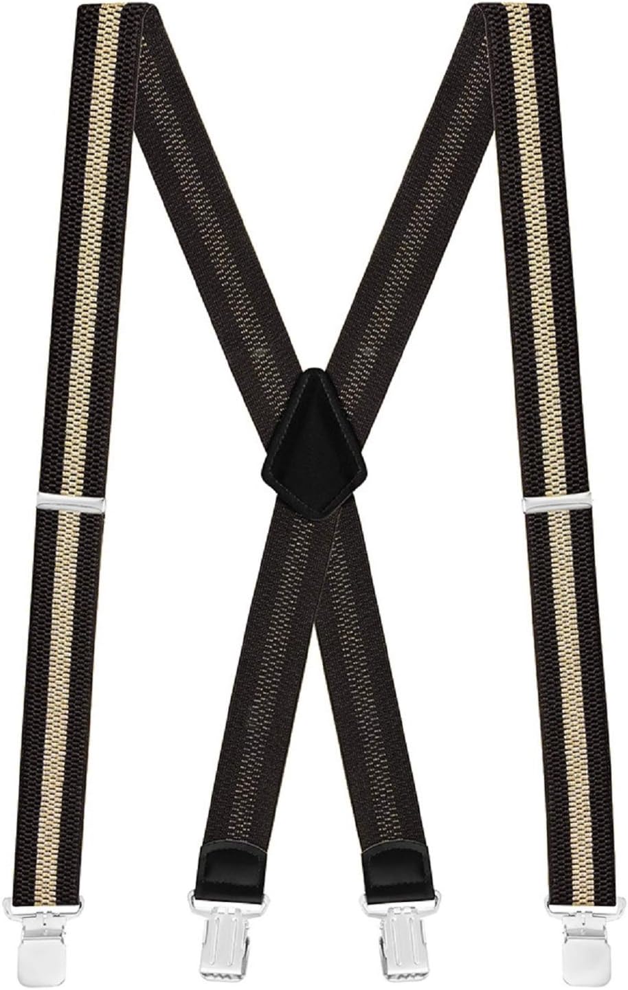 Buyless Fashion Textured Suspenders for Men - 48" Adjustable Straps 1 1/2" - X Back with Metal Clips