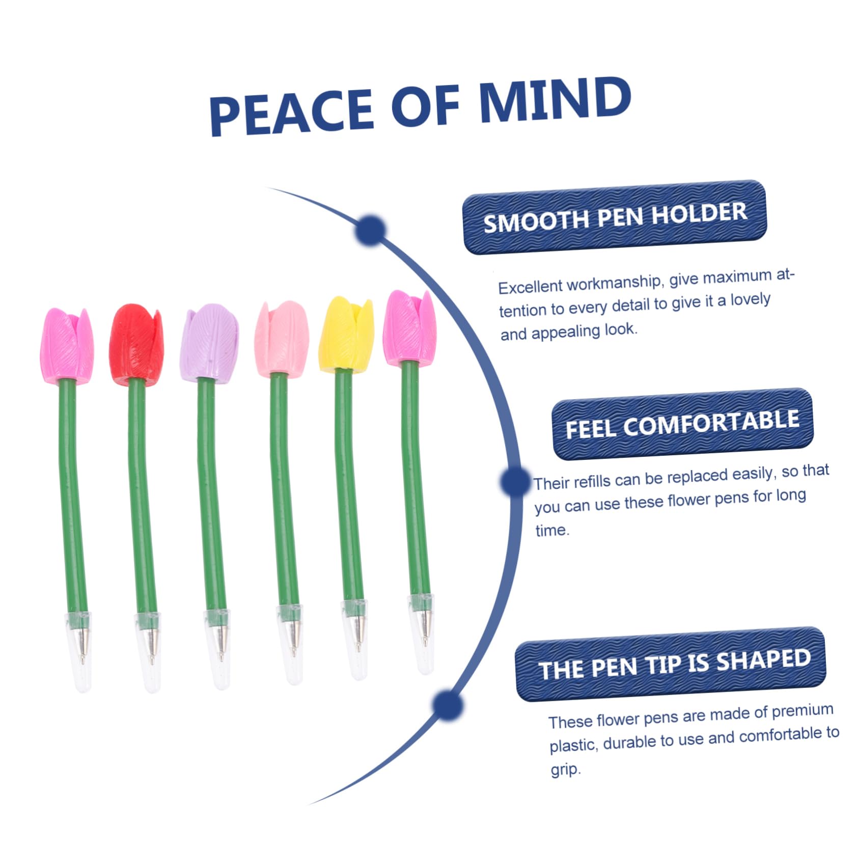 NUOBESTY 4 Set Penna A Sfera Tulipano Cancelleria Penne Mothers Day Penne Per Fiori Penna A Più Colori Rosa Mini Di Fiori Finti Floreali Novità Plastica 6 Pezzi * 4
