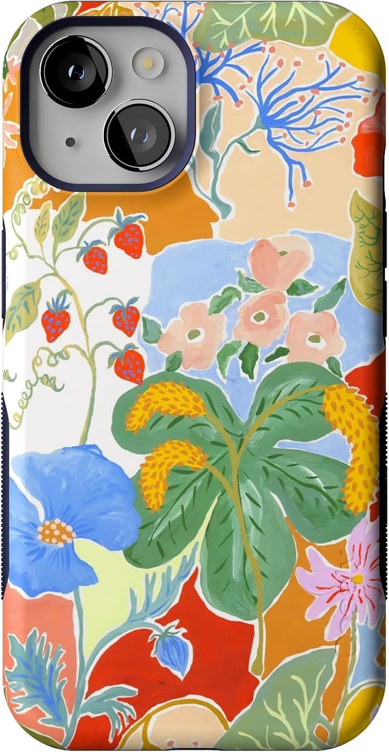 Casely iPhone 14 Case | Botanical Blooms | Floral Patchwork | Bold Protective Design | Compatible with MagSafe