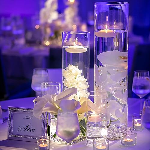 Miniatura 6 de Didaey Paquete de 16 jarrones cilíndricos de vidrio transparente, portavelas flotantes altos, jarrones cilíndricos transparentes a granel para