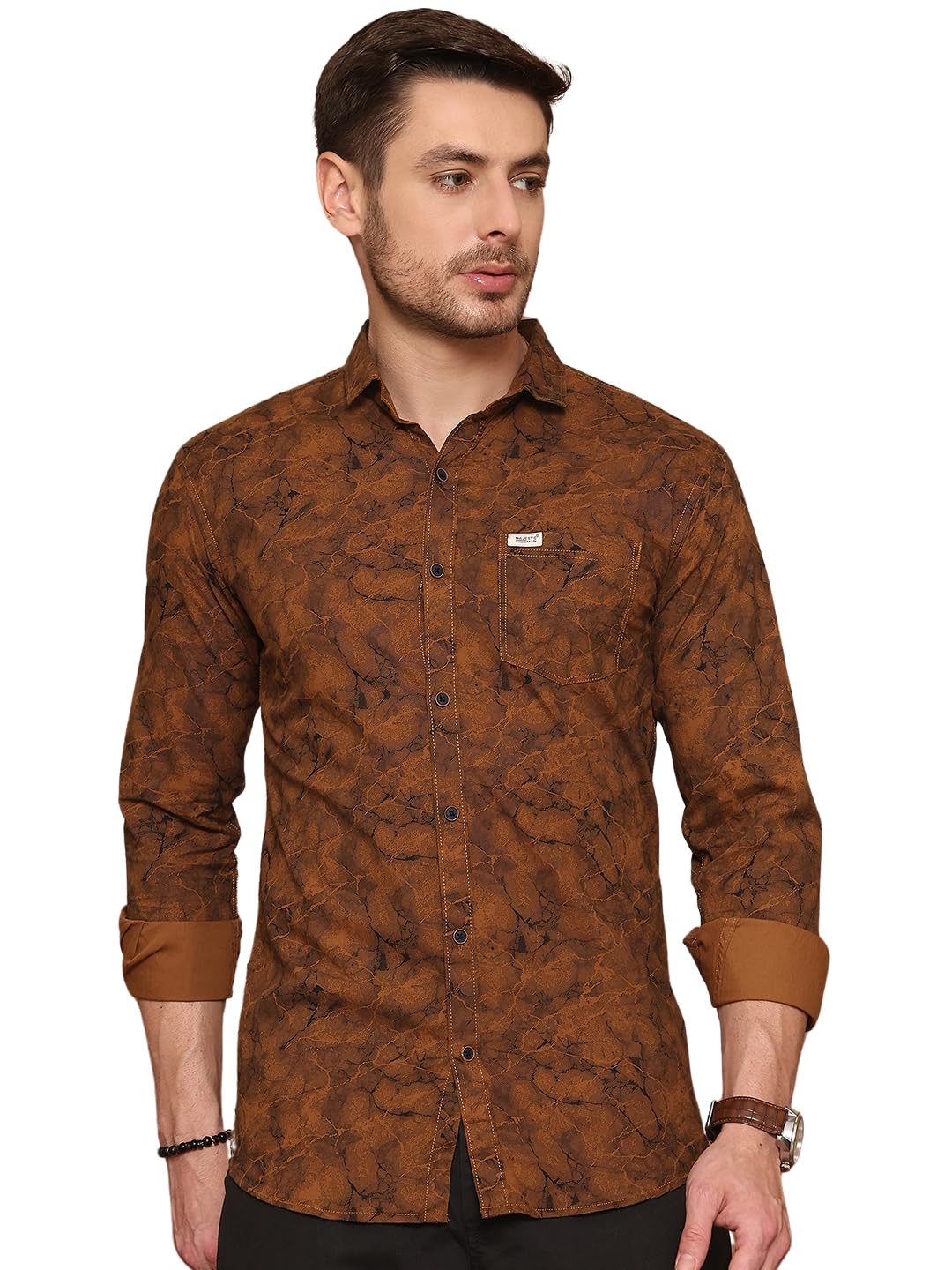 Majestic Man Printed Pure Cotton Slim Fit Casual Shirt