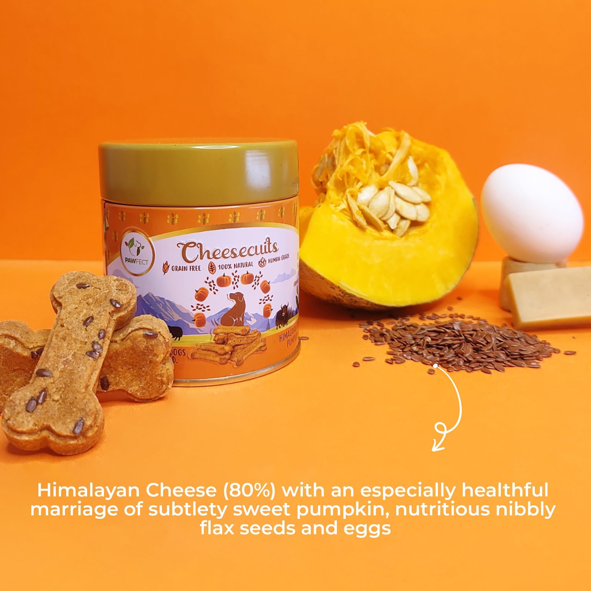 Pawfect Cheesecuits, Cheese Biscuits with Pumpkin, Flaxseeds & Eggs for Dogs- 100% Natural, Grain-free, Hypoallergenic - Image 3