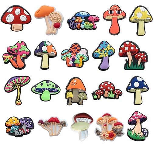 Fungi Fun Glow in the Dark Mushroom Shoe Charms for Clog Slides Sandals, Colorful Luminous Decoration for Shoes, Mushroom Croc Charms for Boys & Girls, Cute Kawaii Glowing Shoe Accessories