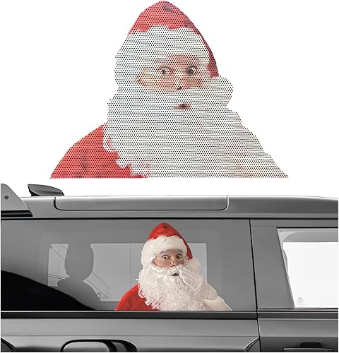 Miniatura 9 de Calcomanía navideña para ventana trasera del automóvil, divertida calcomanía para ventana de automóvil con Papá Noel, decoración autoadhesiva de PVC