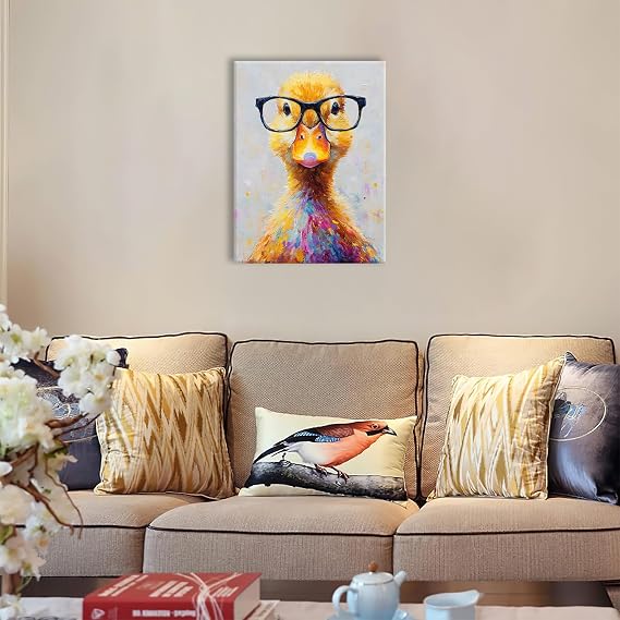 Graffiti Duck Canvas Wall Art Colorful Banksy Ducks Pictures Pop Art Painting Duck Prints Abstract Modern Animal Artwork for Bathroom Living Room Bedroom Office Framed Wall Decor 12
