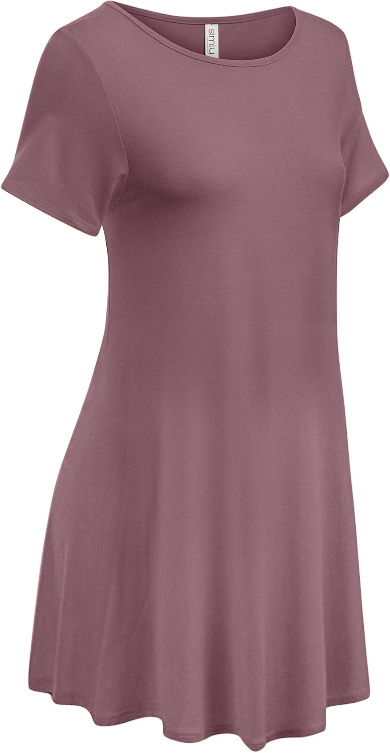 Simlu Womens Short Sleeve Tunic Tops Plus Size and Reg Tunic Shirt for Leggings - Made in USA
