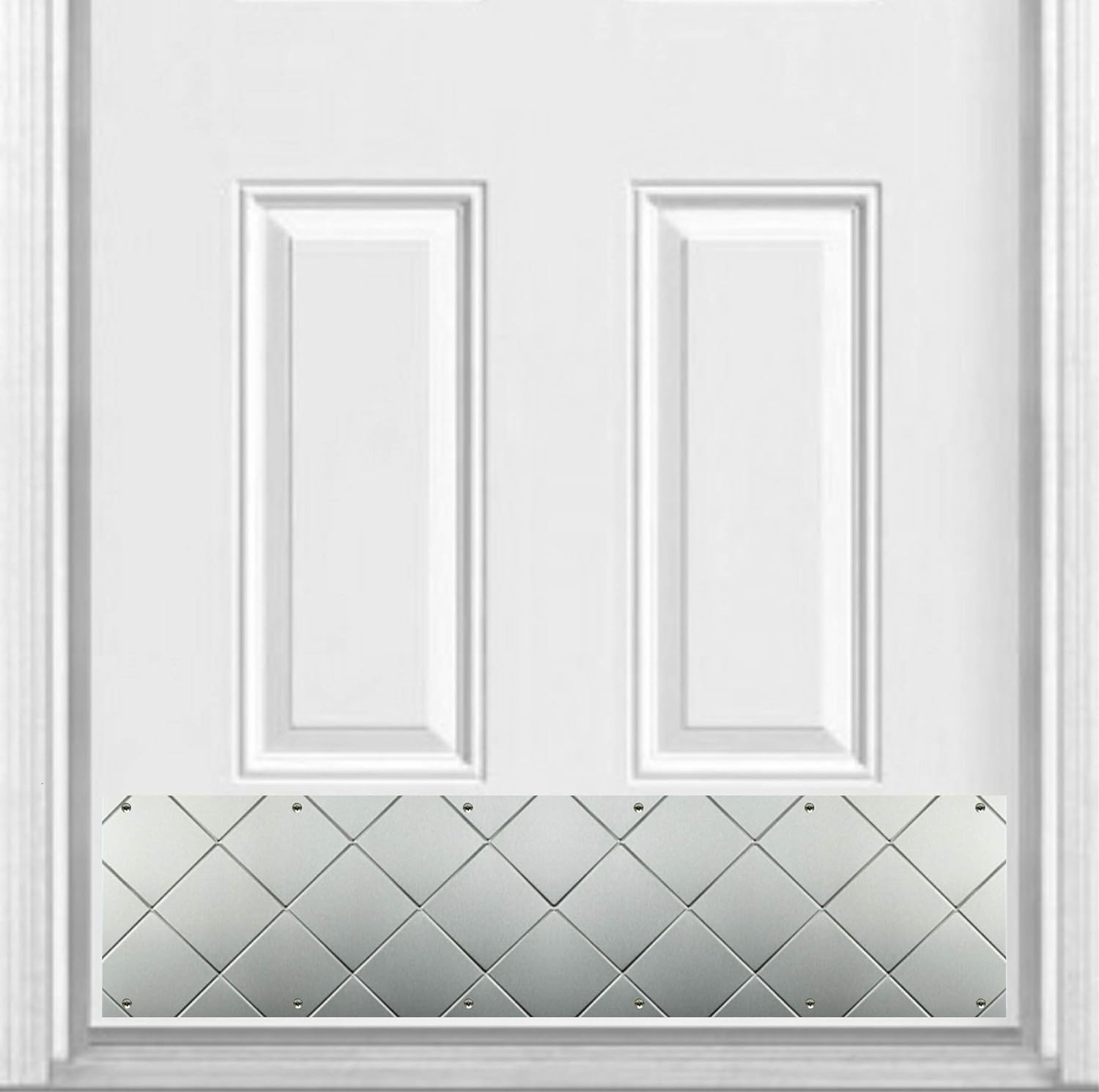Deck the Door Decor | Door Kick Plate – Stainless Steel - Artisan Embossed Quilted Pattern - Screw Mount - 6”x30”