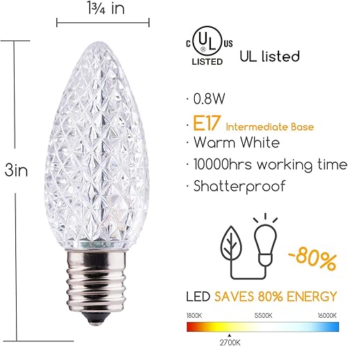 Miniatura 3 de Brightown - Paquete con 25 Bombilla led C9 de repuesto para guirnalda de luces de Navidad