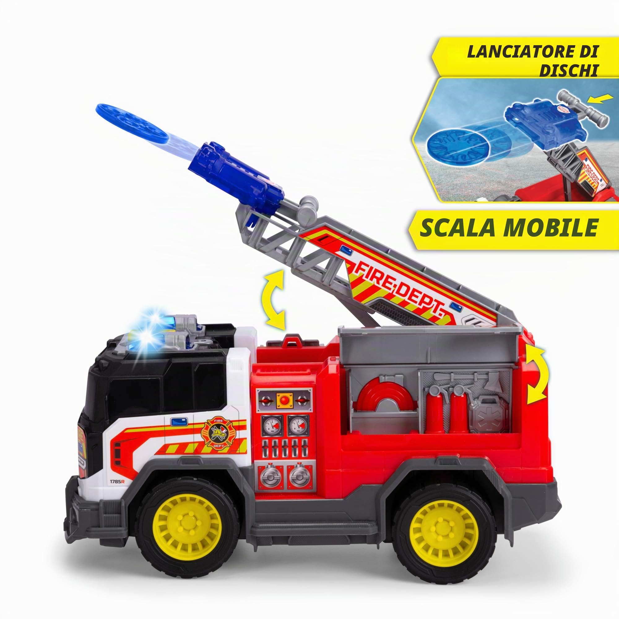 Dickie Toys - Fire Rescue Unit, 30 cm, Grande camion dei pompieri, a partire dai 3 anni, con luci e suoni, batterie incluse, 203306020