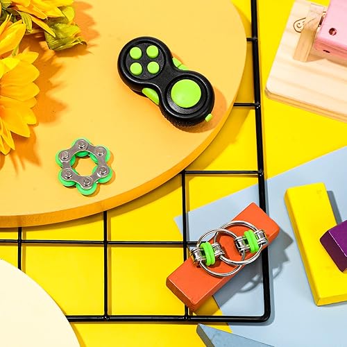 Miniatura 5 de Juego de 3 piezas de mini juguetes sensoriales de mano que incluye seis cadenas de rodillos y cadena para bicicleta, almohadilla de mano para