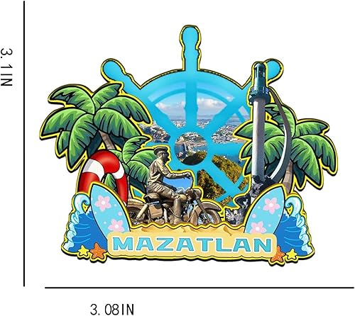 Miniatura 3 de Mazatlan México - Imán de madera para nevera 3D, monumentos de viaje, coleccionables, recuerdos, decoración hecha a mano -2012