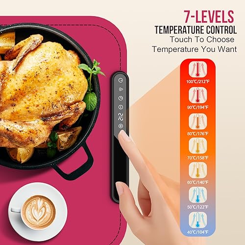 Miniatura 4 de Tapete de calentamiento para alimentos  Bandeja de calentamiento eléctrica, XXL (36 x 16 pulgadas), tapete calentador de alimentos con calentamiento