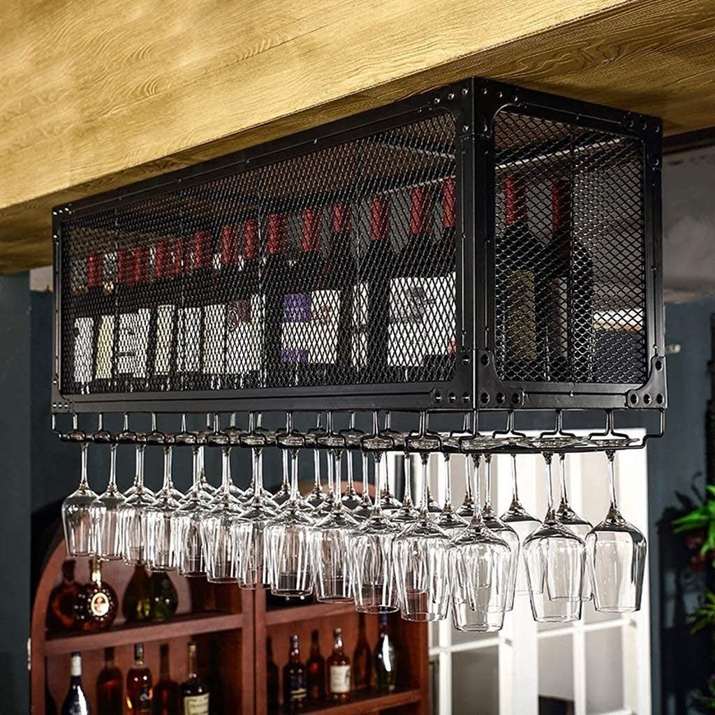 Porte-bouteille de vin suspendu pour bar et cuisine au style vintage industriel