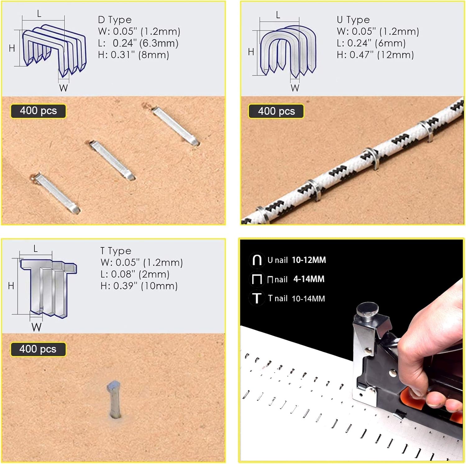 BOENFU Staple Gun Kit,3 in 1 Manual Nail Gun Stapler Set with 1200 Staples(D,U and T-Type) Staple Remover Hand Staple Gun Kit with case for Upholstery,Fixing,Decoration,Carpentry,Furniture,DIY Repair : Office Products